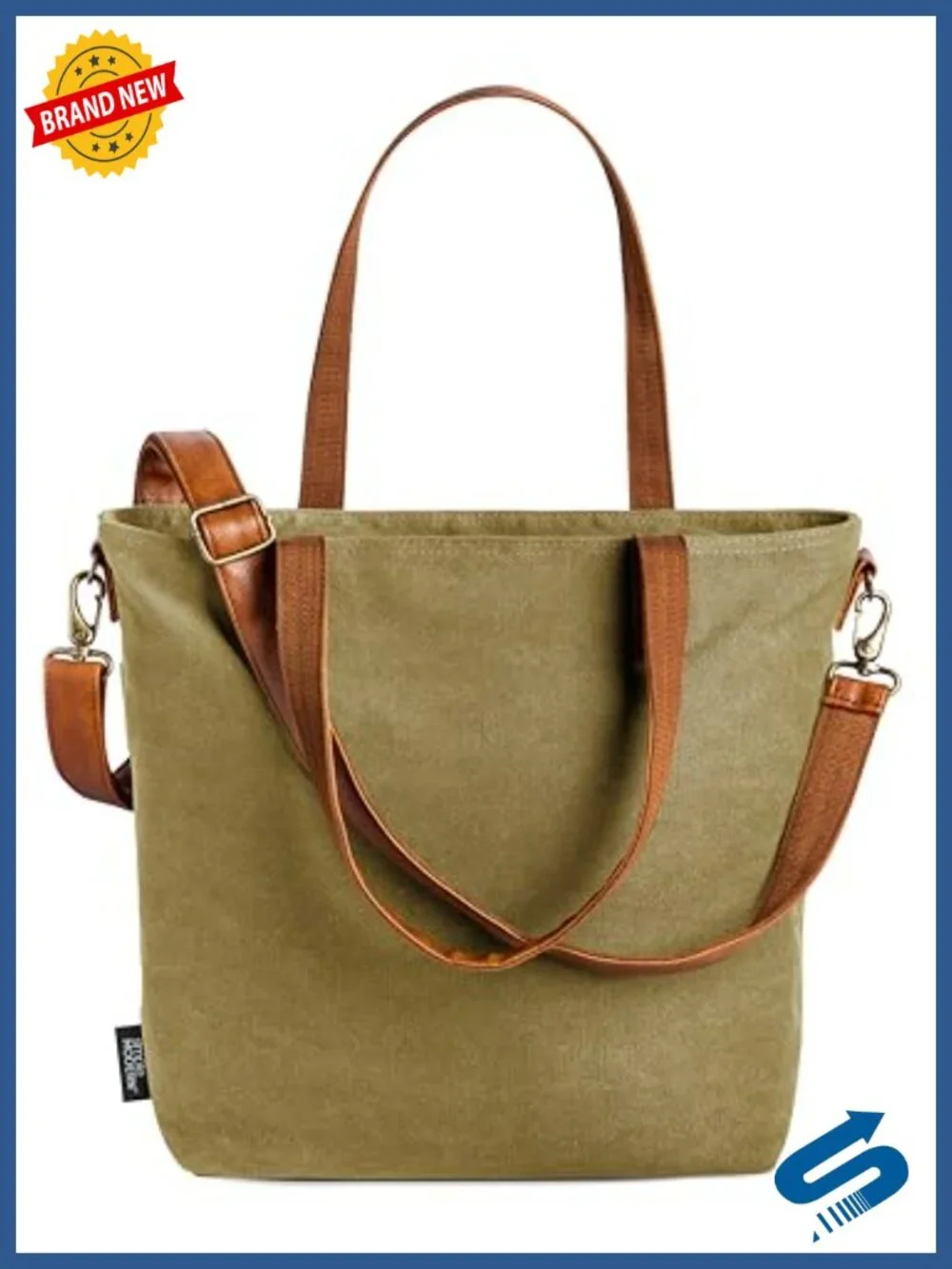 Canvas Tote Bag for Women Large Pockets Ripstop Lining Work Travel School